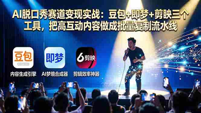 （17990期）AI脱口秀赛道变现实战：豆包+即梦+剪映三个工具，把高互动内容做成批量复制流水线