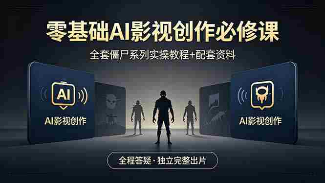 （18185期）零基础AI影视创作必修课，全套僵尸系列实操教程加配套资料，全程答疑带你独立完整出片