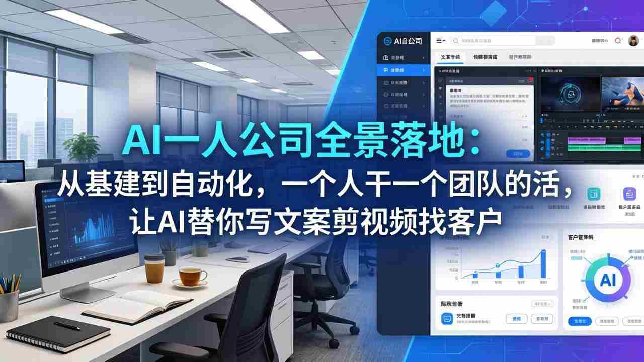 （17939期）AI一人公司全景落地：从基建到自动化，一个人干一个团队的活，让AI替你写文案剪视频找客户