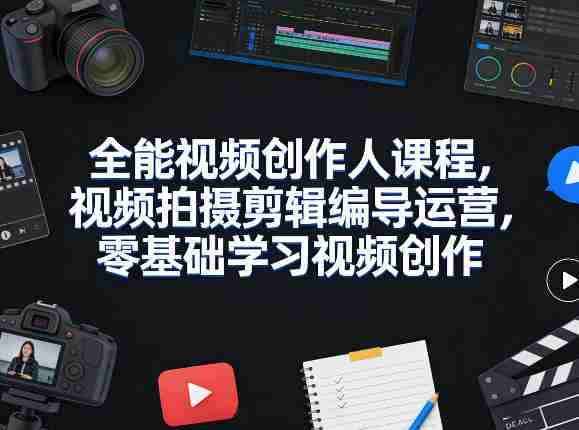 全能视频创作人课程，视频拍摄剪辑编导运营，零基础学习视频创作（更新2026年4月）
