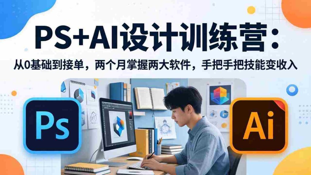 （17885期）PS+AI设计训练营：从0基础到接单，两个月掌握两大软件，手把手把技能变收入