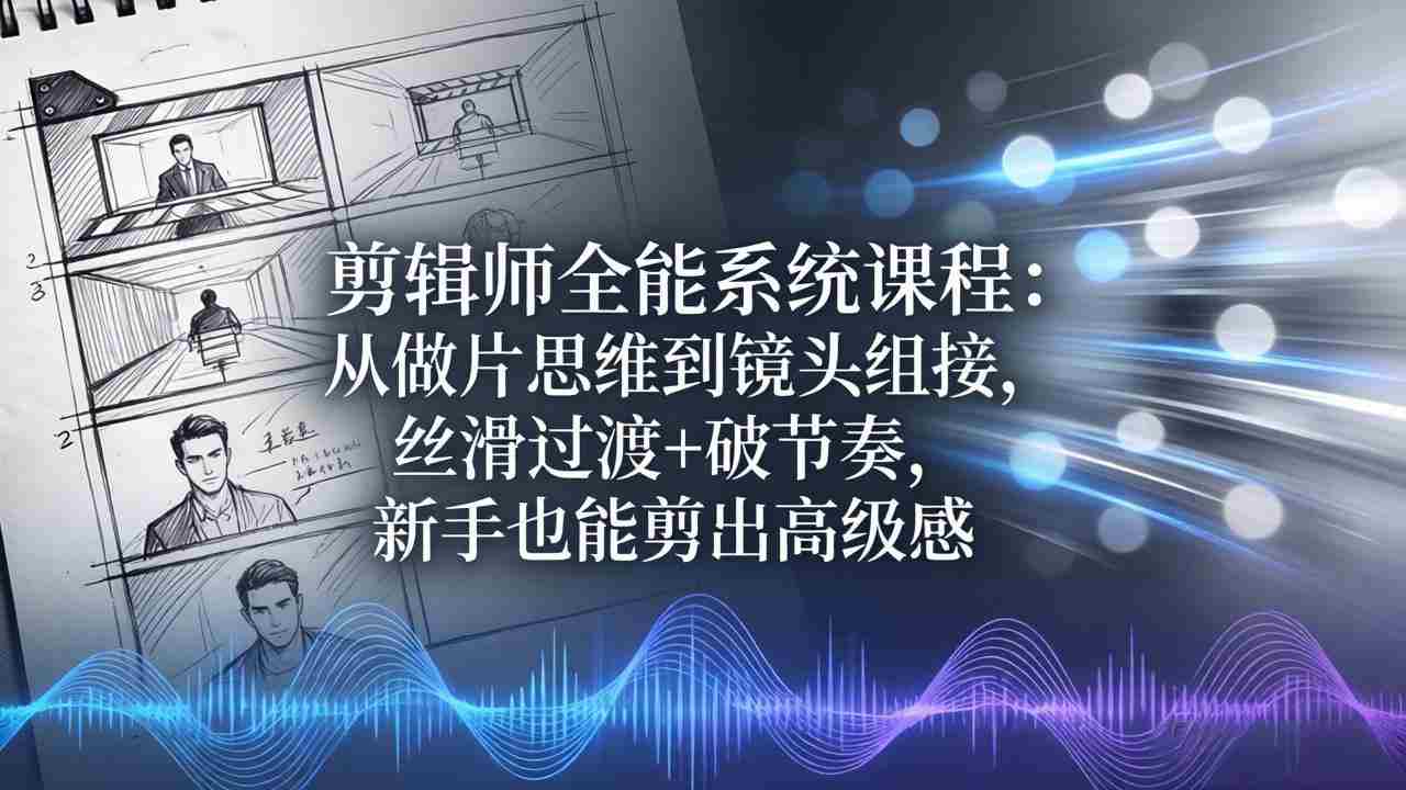 （18260期）剪辑师全能系统课程：从做片思维到镜头组接，丝滑过渡+破节奏，新手也能剪出高级感