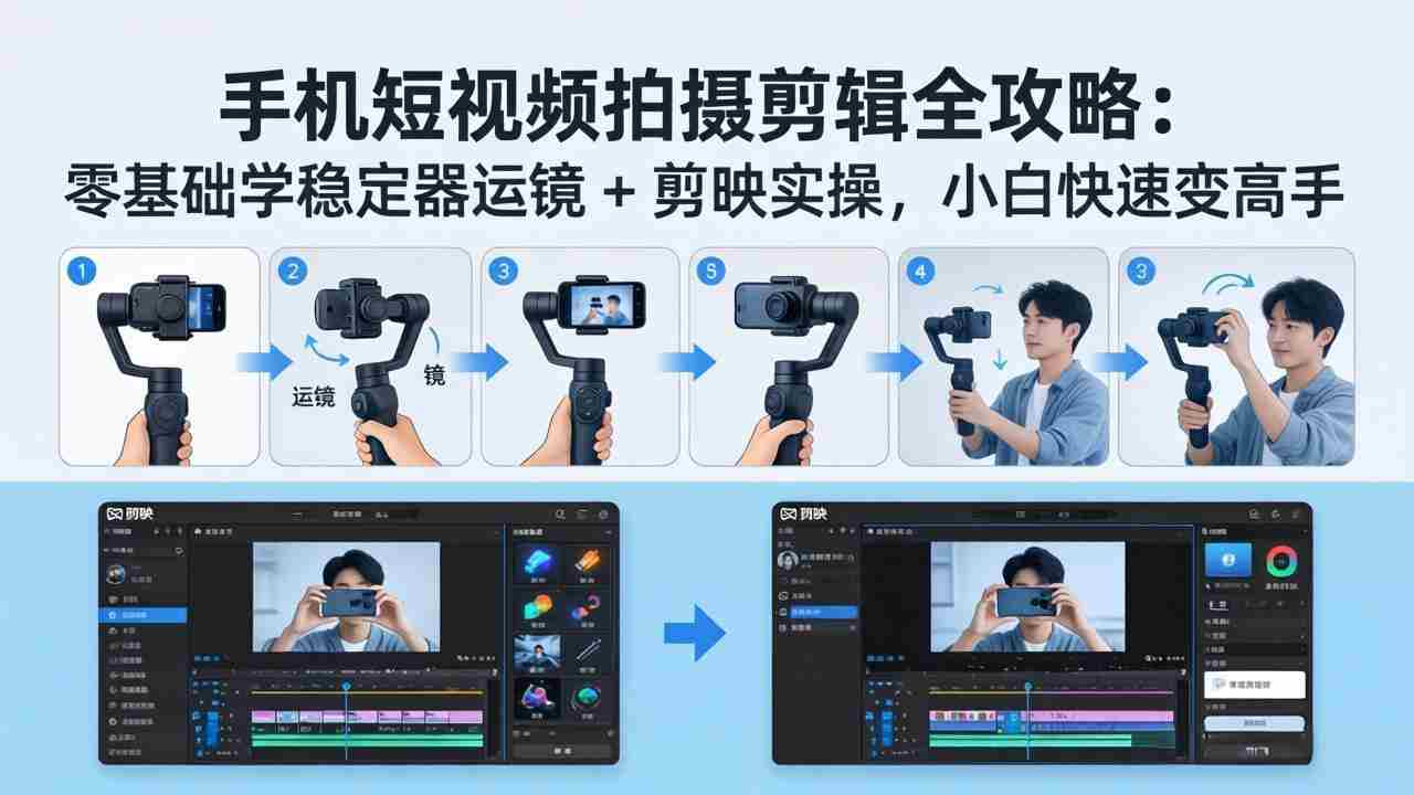 （18003期）手机短视频拍摄剪辑全攻略：零基础学稳定器运镜 + 剪映实操，小白快速变高手