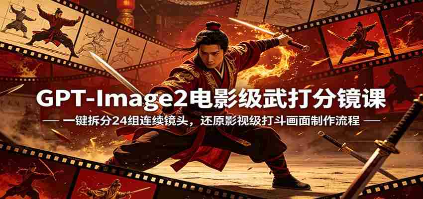 GPT-Image2电影级武打分镜课：一键拆分24组连续镜头，还原影视级打斗画面制作流程