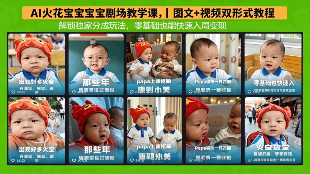 （18198期）AI火花宝宝宝宝剧场教学课，图文+视频双形式教程，解锁独家分成玩法，零基础也能快速入局变现