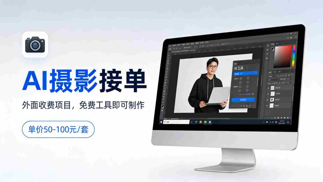 外面收费项目，AI摄影接单，免费工具就可以做，单价50-100一套