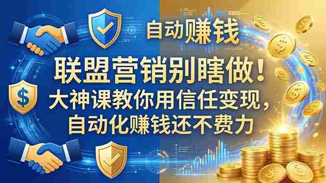 （18242期）联盟营销别瞎做！大神课教你用信任变现，自动化赚钱还不费力【原创双语字幕】