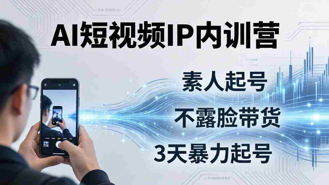（17852期）2026AI短视频IP内训营：从素人起号到不露脸带货，3天暴力起号全流程拆解