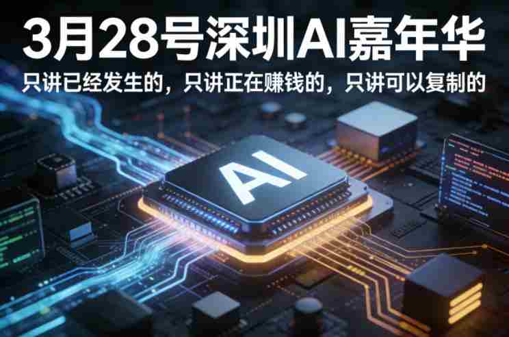 3月28号深圳AI嘉年华，只讲已经发生的，只讲正在賺钱的，只讲可以复制的