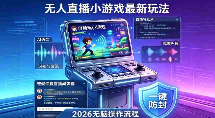 2026年AI无人直播小游戏全流程，不违规不封号，开启创业副业增收之路，小白月入1w+【揭秘】