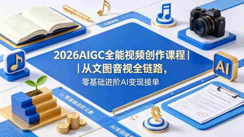 2026AIGC全能视频创作课程|从文图音视全链路,零基础进阶AI变现接单-中创网,冒泡网,福缘网创业项目大全-创安网