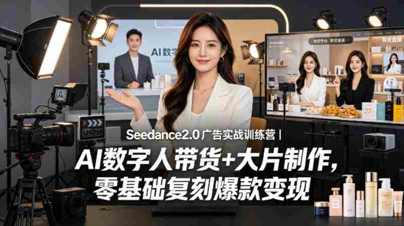 Seedance2.0广告实战训练营｜AI数字人带货+大片制作，零基础复刻爆款变现