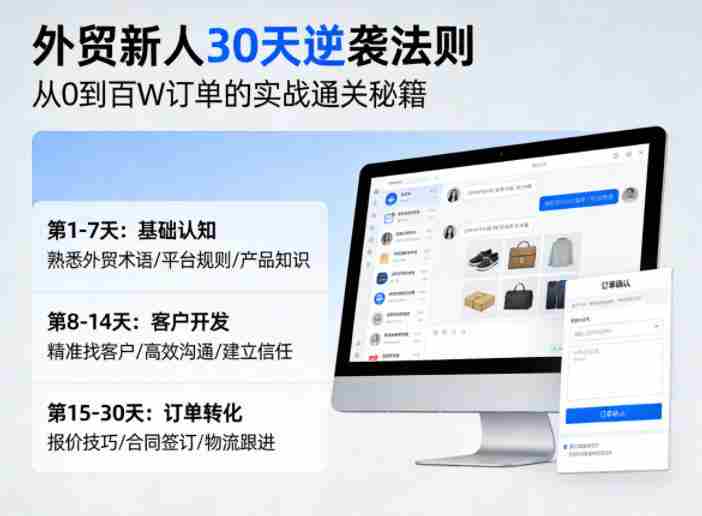 外贸新人30天逆袭法则，教你从0到百W订单的实战通关秘籍