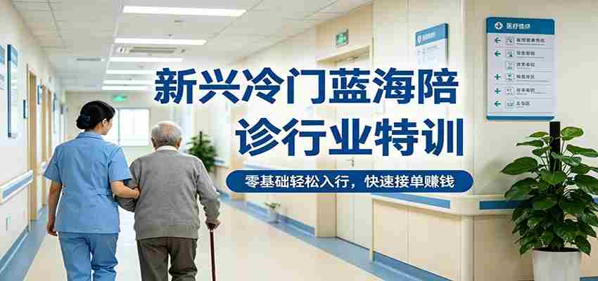 新兴冷门蓝海陪诊行业特训，零基础轻松入行，快速接单赚钱