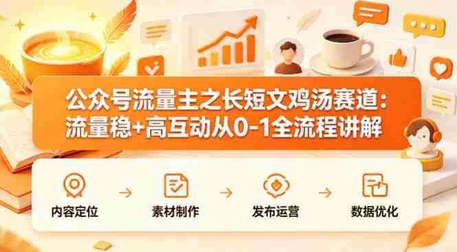 公众号流量主之长短文鸡汤赛道，流量稳+高互动，从0-1全流程讲解
