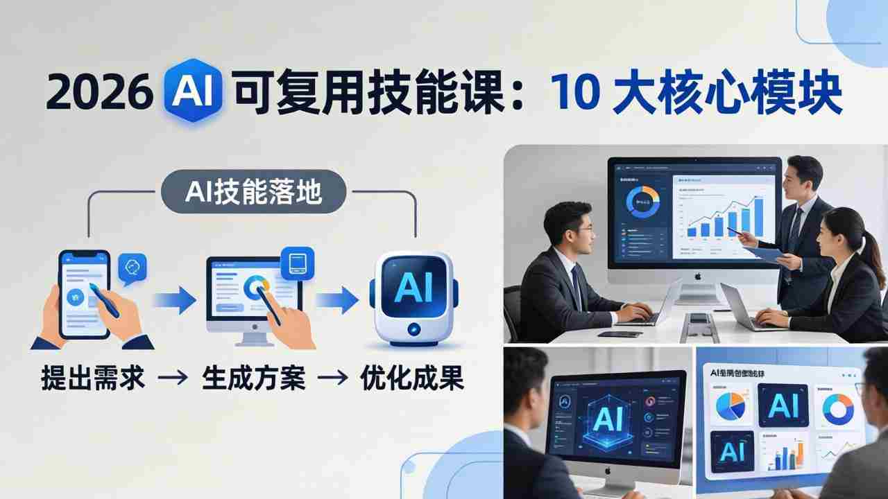 （17894期）2026AI可复用技能-4月新课：10大核心模块，手把手教你把AI用进工作、产出成果