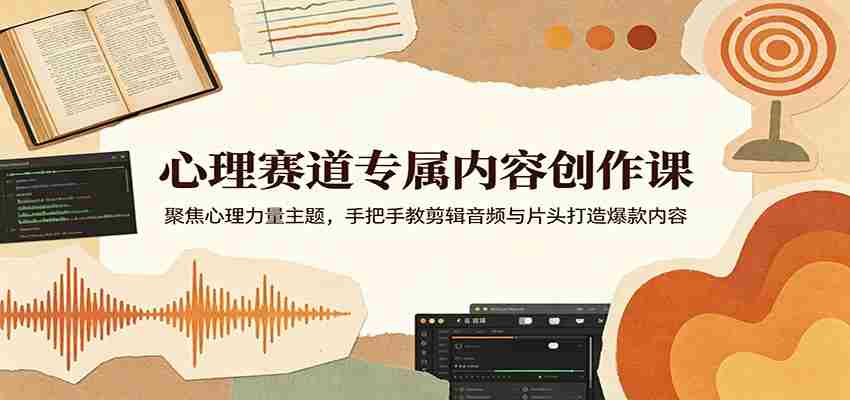 心理赛道专属内容创作课：聚焦心理力量主题，手把手教剪辑音频与片头打造爆款内容