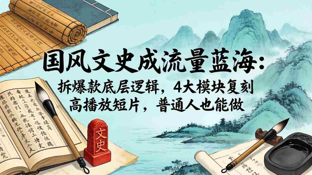 （18227期）国风文史成流量蓝海：拆爆款底层逻辑，4大模块复刻高播放短片，普通人也能做