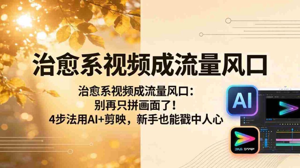 （18219期）治愈系视频成流量风口：别再只拼画面了！4步法用AI+剪映，新手也能戳中人心