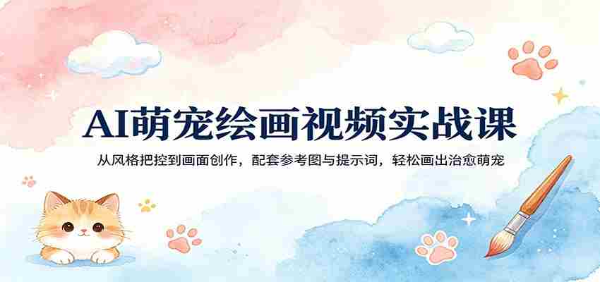 AI萌宠绘画视频实战课：从风格把控到画面创作，配套参考图与提示词，轻松画出治愈萌宠