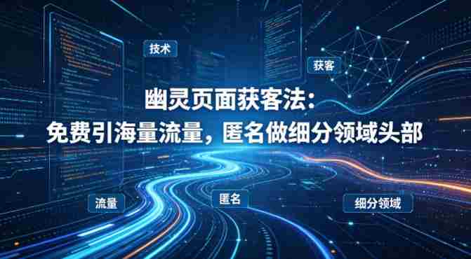 用懂技术！幽灵页面获客法：免费引海量流量，匿名做细分领域头部
