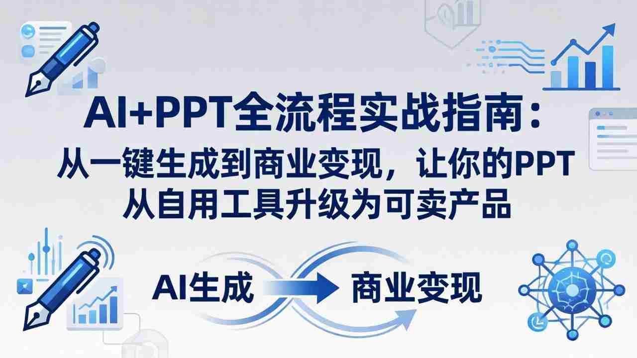 （18142期）AI+PPT全流程实战指南-更新4月21：从一键生成到商业变现，让你的PPT从自用工具升级为可卖产品