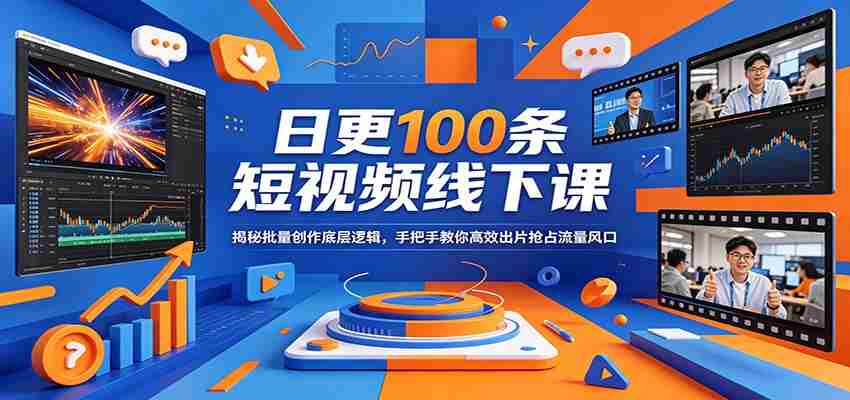 日更100条短视频线下课：揭秘批量创作底层逻辑，手把手教你高效出片抢占流量风口