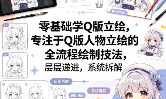 零基础学Q版立绘,专注于Q版人物立绘的全流程绘制技法,层层递进,系统拆解-中创网,冒泡网,福缘网创业项目大全-创安网