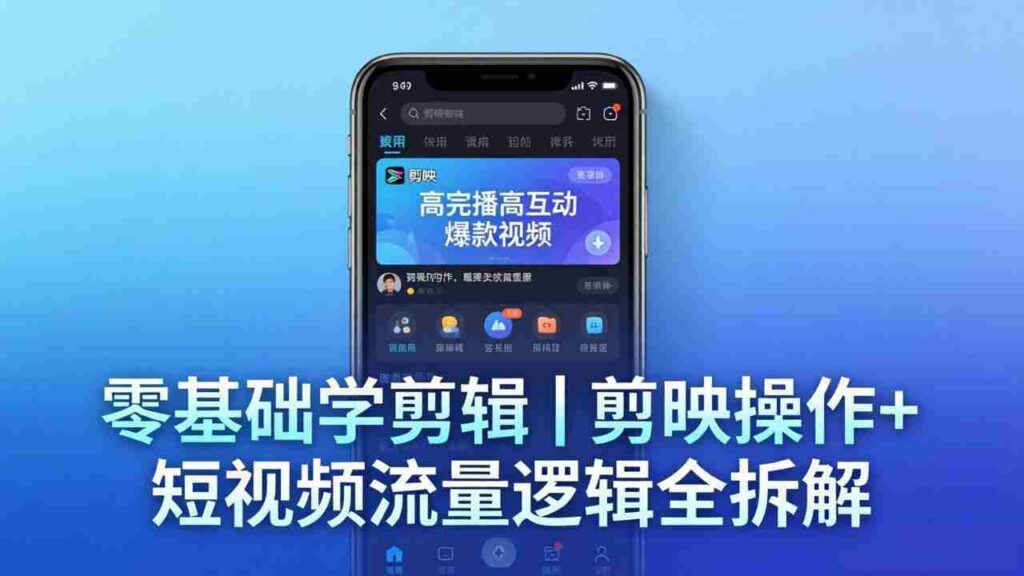 （18117期） 【零基础学剪辑】剪映操作+短视频流量逻辑全拆解｜手把手教你剪出高完播高互动爆款视频