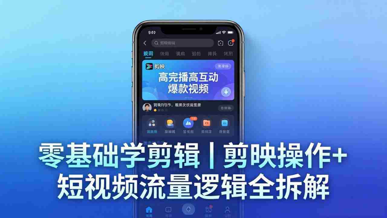 （18117期） 【零基础学剪辑】剪映操作+短视频流量逻辑全拆解｜手把手教你剪出高完播高互动爆款视频