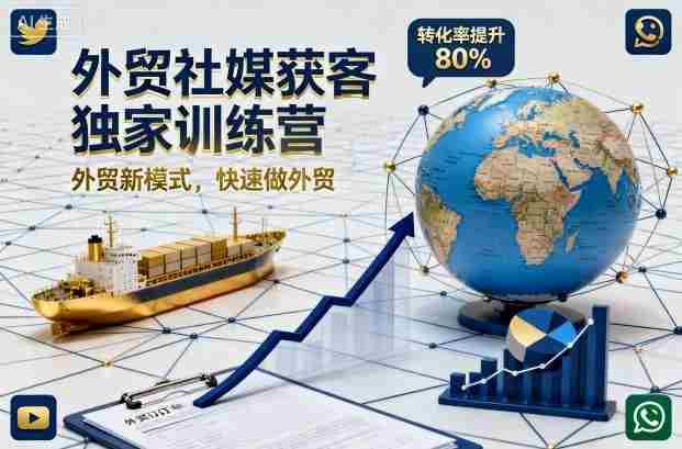 外贸社媒获客独家训练营，外贸新模式，快速做外贸（更新26年3月）