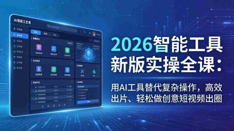 (18005期)2026智能工具新版实操全课:用AI工具替代复杂操作,高效出片、轻松做创意短视频出圈-中创网,冒泡网,福缘网创业项目大全-创安网