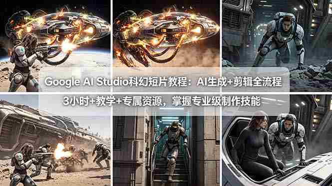 （18173期）Google AI Studio科幻短片教程：AI生成+剪辑全流程，3小时+教学+专属资源，掌握专业级制作技能