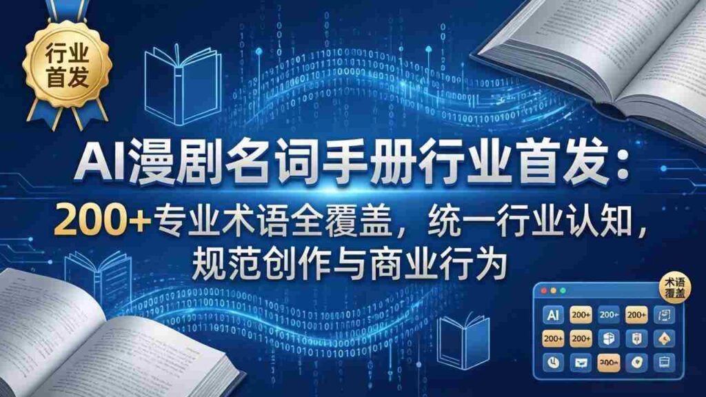 （17900期）AI漫剧名词手册行业首发：200+专业术语全覆盖，统一行业认知，规范创作与商业行为