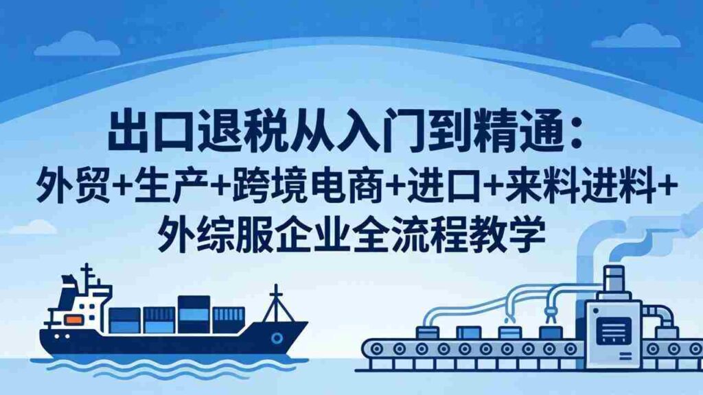 （18065期）出口退税从入门到精通：外贸+生产+跨境电商+进口+来料进料+外综服企业全流程教学