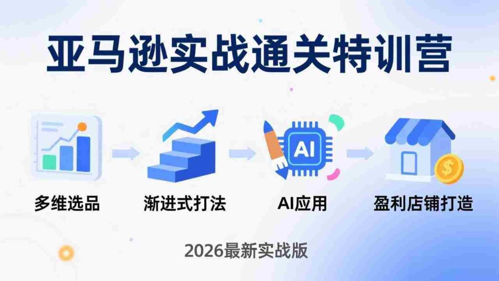 （17858期）亚马逊实战通关特训营：26年4月更新，多维选品+渐进式打法+AI应用，从0到1打造盈利店铺