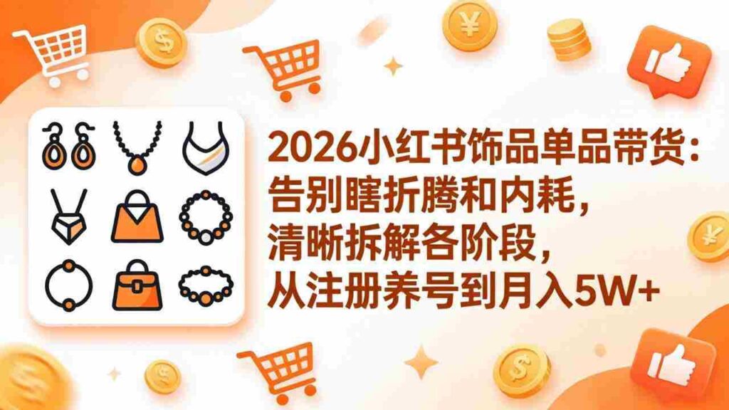 （17861期）2026小红书饰品单品带货：告别瞎折腾和内耗，清晰拆解各阶段，从注册养号到月入5W+