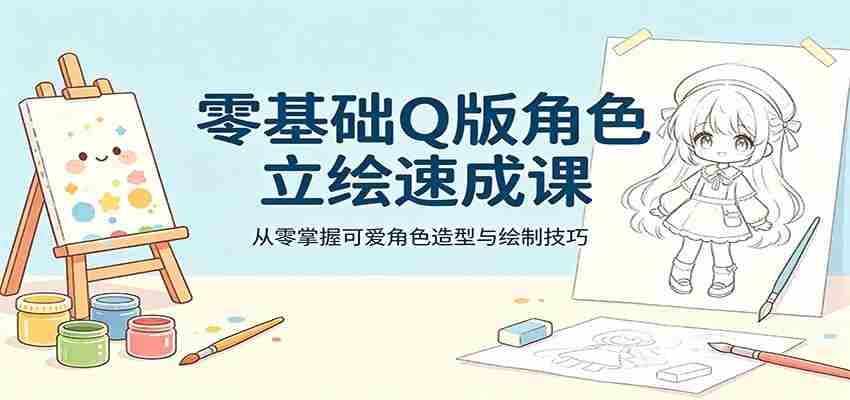 零基础Q版角色立绘速成课，从零掌握可爱角色造型与绘制技巧