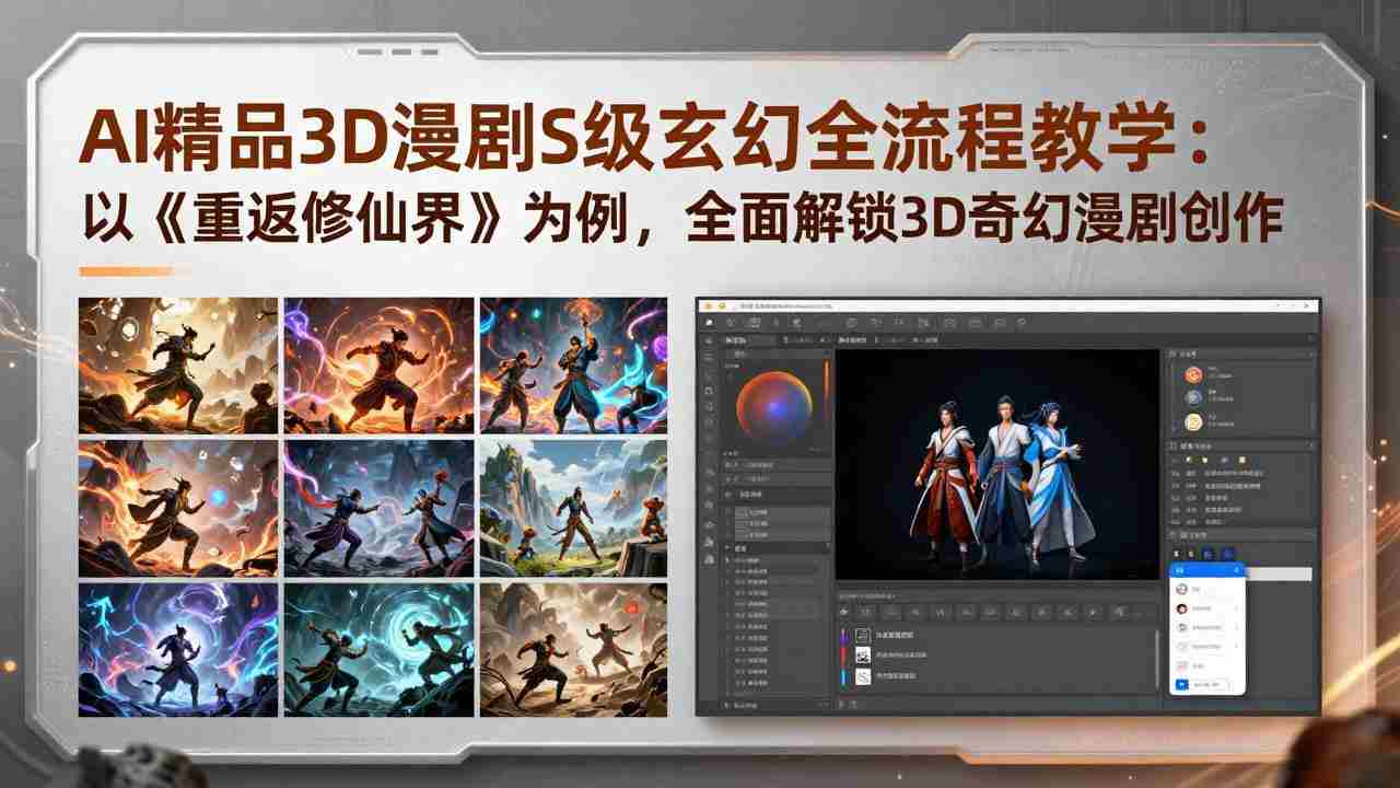 （17882期）AI精品3D漫剧S级玄幻全流程教学：以《重返修仙界》为例，全面解锁3D奇幻漫剧创作