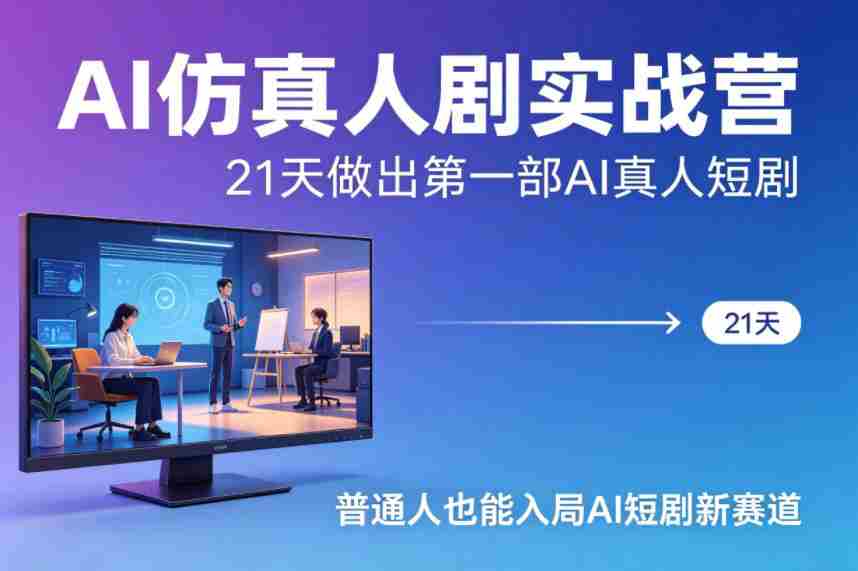 AI仿真人剧实战营，21天做出第一部AI真人短剧，普通人也能入局AI短剧新赛道