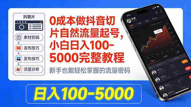 (18024期)0成本做抖音切片自然流量起号,小白日入100-5000完整教程-中创网,冒泡网,福缘网创业项目大全-创安网