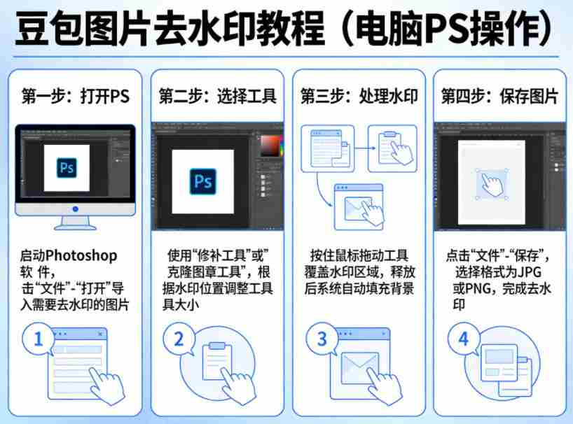 豆包图片去水印教程，电脑PS操作教程