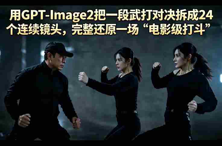 用GPT-Image2把一段武打对决拆成24个连续镜头，完整还原一场“电影级打斗”