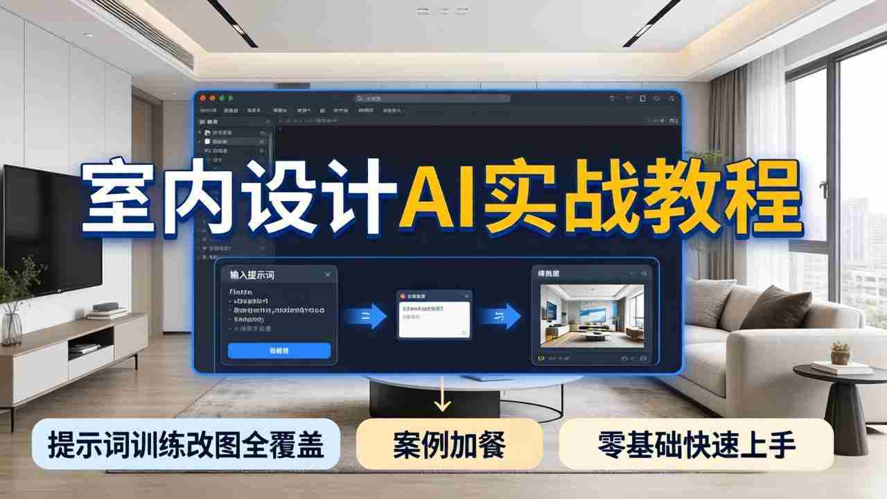 （18216期）2026室内设计AI实战教程，提示词训练改图全覆盖，搭配案例加餐，零基础也能快速上手