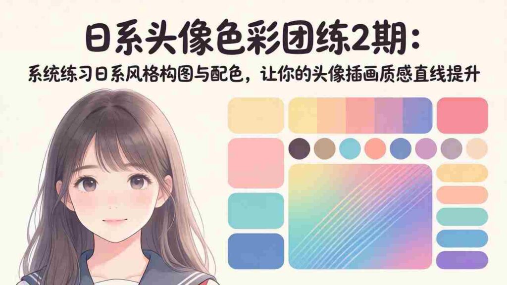 （18034期）日系头像色彩团练2期：系统练习日系风格构图与配色，让你的头像插画质感直线提升