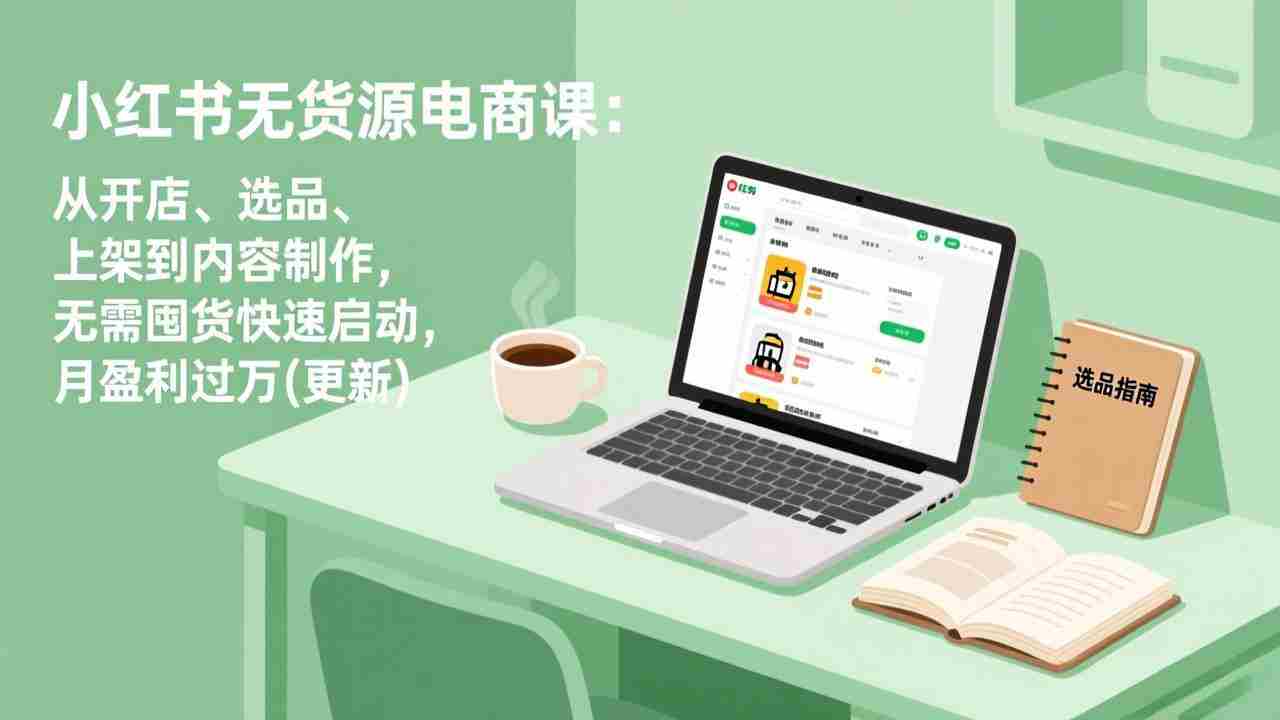 （18127期）小红书无货源电商课(4月20更新)：从开店、选品、上架到内容制作，无需囤货快速启动，月盈利过万
