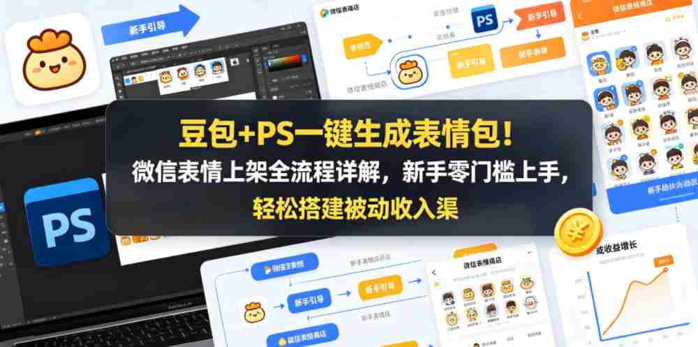 豆包+PS一键生成表情包！微信表情上架全流程详解，新手零门槛上手，轻松搭建被动收入渠道