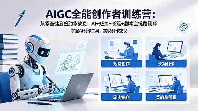 （18403期）AIGC全能创作者训练营：从零基础到签约拿稿费，AI+短篇+长篇+剧本全链路闭环