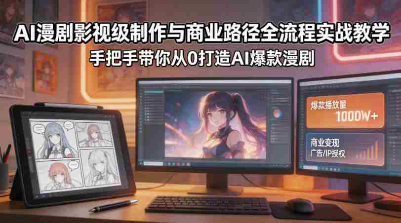 AI漫剧影视级制作与商业路径全流程实战教学，手带你从0打造AI爆款漫剧