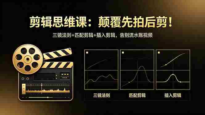 （18285期）剪辑思维课：颠覆先拍后剪！三镜法则+匹配剪辑+插入剪辑，告别流水账视频